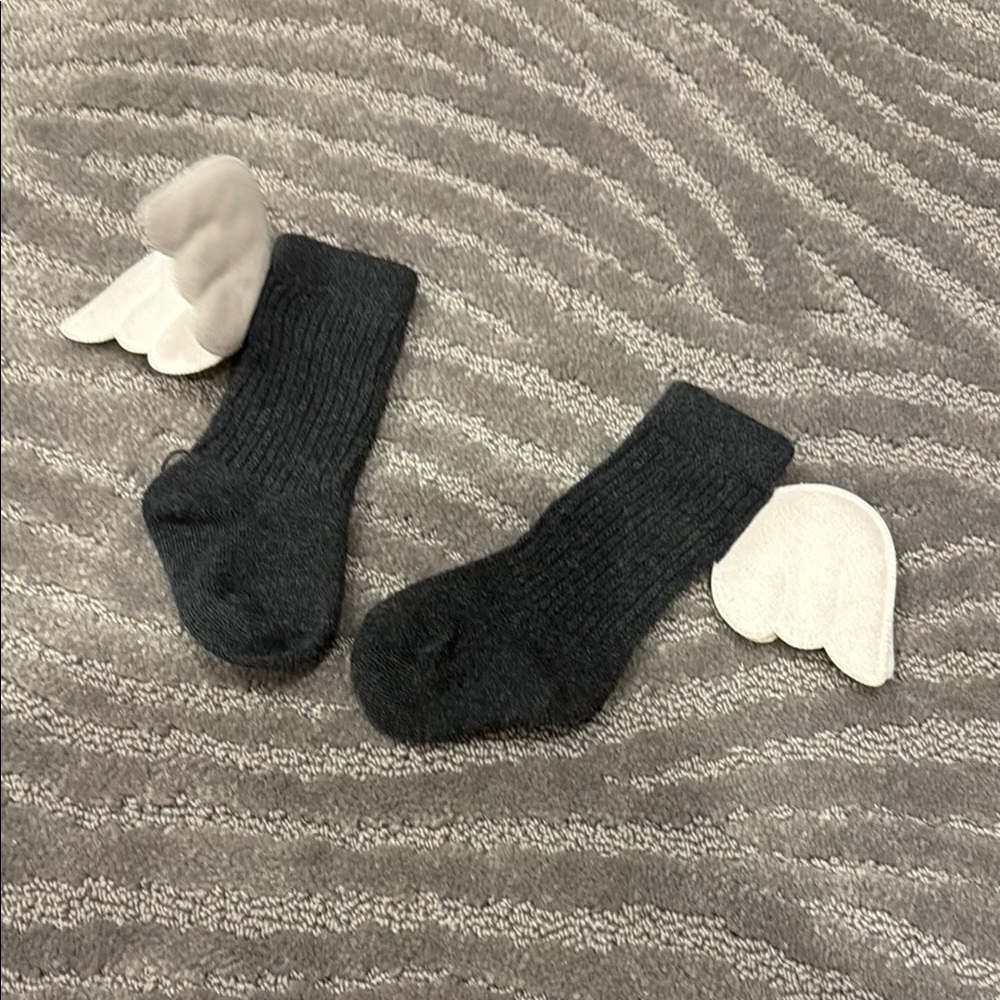 Gray Baby Socks with Wings